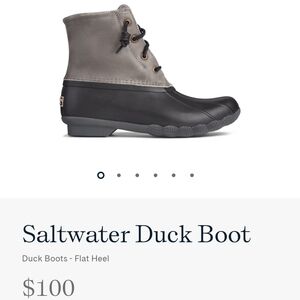 Women's Sperry Saltwater Duck Boot in Gray and Black